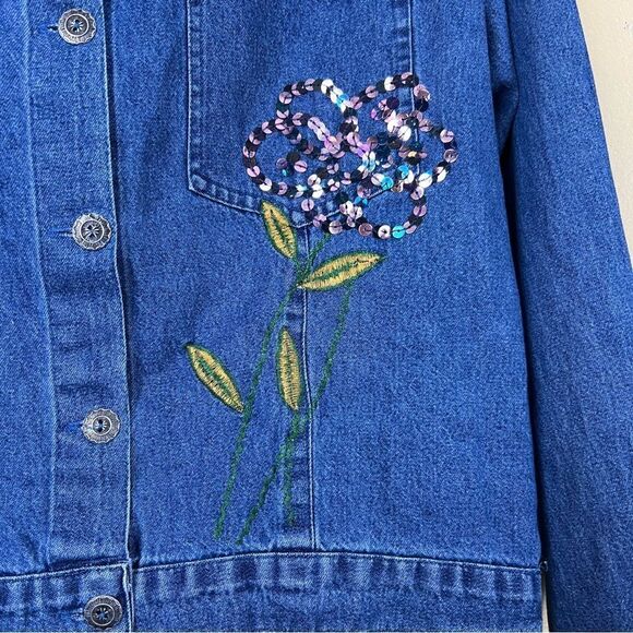 Vintage Sophisticate & Co. Jacket Denim Jeans Embroidery Size M - Picture 3 of 7